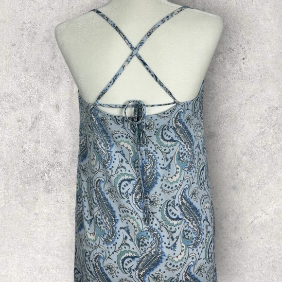 Into Blue Floral Tie Back Drape Front Floral Midi‎ Dress Womens Size 12 Lined - Picture 5 of 14